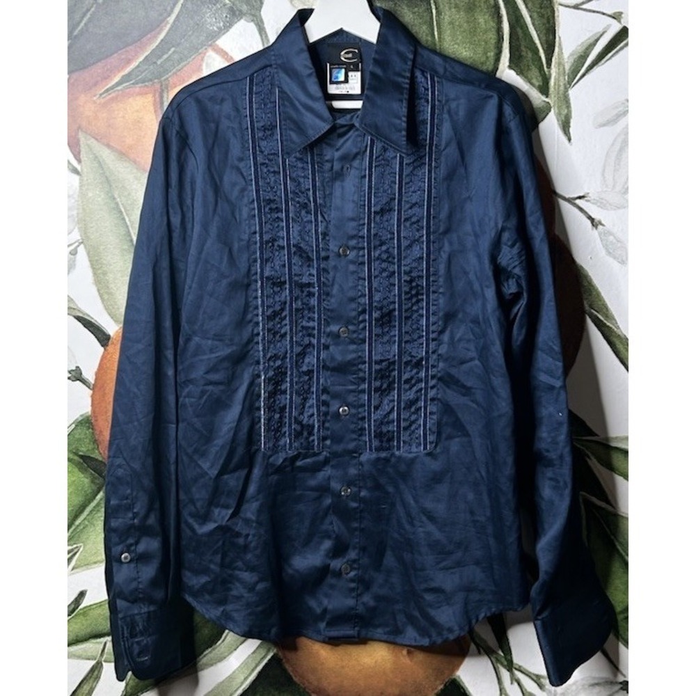 Just Cavalli Mens Large Embroidered Button Down Shirt Long Sleeve Cotton Italy